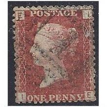 1858 SG43 1d Red Plate 199 Good Used Check Letters "IE".