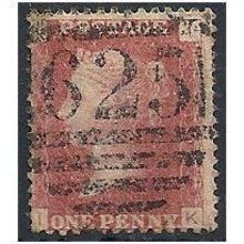 1858 SG43 1d Red Plate 129 Good Used Check Letters "IK".