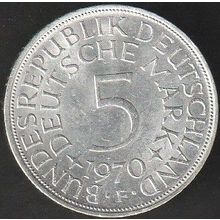 1970 F Germany 5 Mark Silver Coin