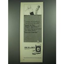 1977 High & Dry Gin Ad - Charles Hid a Bottle in His Cello