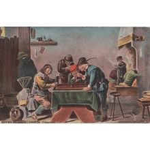 David Tenniers Backgammon Board Game Old Painting National Gallery Postcard