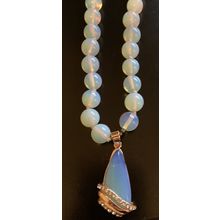 Beautiful Opalite Bead & Pendant Necklace 18'' #4778