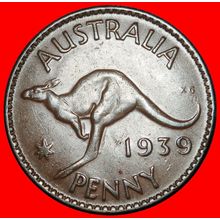Ⰶ WITH INDIA: AUSTRALIA★ 1 PENNY 1939 GEORGE VI (1937-1952)★LOW START★NO RESERVE