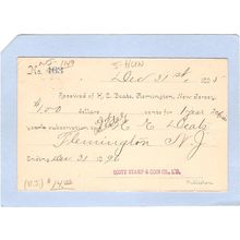 New Jersey Flemington Acknowledgement Card For HE Deats Flemington NJ For ~1149