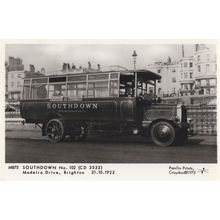 Southdown No 102 Madeira Drive Brighton Sussex Old Tram Bus Postcard