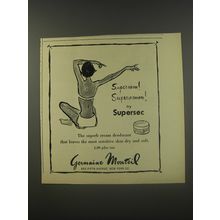 1956 Germaine Monteil Supersec Cream Deodorant Ad - Supermen! Superwomen!