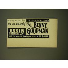 1961 Basin Street East Advertisement - the one and only Benny Goodman