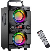 60W (80W Peak) Portable Bluetooth Speaker with Double Subwoofer Heavy Bass, Blue