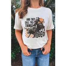 White AND THEY CALL THE THING RODEO Graphic Crewneck Tee