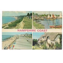 multiview, HAMPSHIRE COAST used vintage postcard by E T W Dennis 1975 pm =