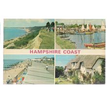 multiview, HAMPSHIRE COAST used vintage postcard by E T W Dennis 1975 pm /