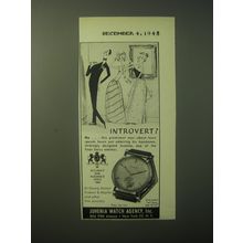 1948 Juvenia Diplomat Watch Ad - introvert?