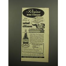 1955 Regina Wine Vinegar Ad - First choice of salad citizens