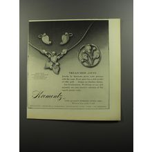 1956 Krementz Jewelry Ad - Treasured gifts