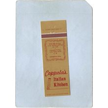 New York Poughkeepsie Matchcover Coppola's Italian Kitchen 2 Locations Mai~2216