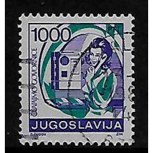 YUGOSLAVIA 1986 POSTAL SERVICE 1000d WOMAN USING TELEPHONE SG2281 FINE USED