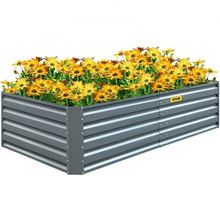 Galvanized Raised Garden Bed, 80" x 40" x 19" Metal Planter Box, Gray Steel ...
