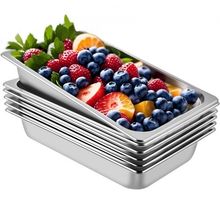 6 Pack Steam Table Pans 20.9 x 12.8 x 3.9 Inch Deep Steam Table Pan Full Siz...