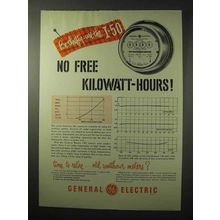 1950 General Electric I-50 Meter Ad - No Free Hours