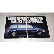 1992 Plymouth Voyager Minivan Ad - America Values