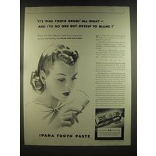 1939 Ipana Tooth Paste Ad - It's pink tooth brush all right - and I've no one