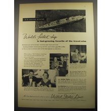 1956 United States Lines Cruise Ad - World's fastest ship is fast-growing