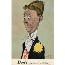 Man In Dinner Suit Deluded As Handsome Good Looking Old Comic Postcard