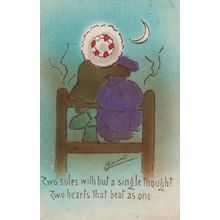 Love Romance On Farm Gate Moon Antique Cynicus Comic Postcard