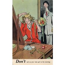 Bad Haircut Day Best Girl Shock Date Antique Comic Hairstyle Postcard