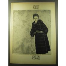 1960 Bergdorf Goodman Fur Coat by Emeric Partos Ad - Great Lakes Mink