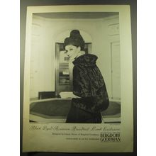1960 Bergdorf Goodman Fur Coat by Emeric Partos Ad - Black-Dyed Russian