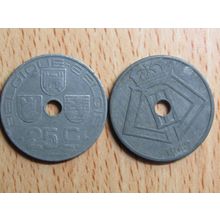 Belgium 1942 25 Centime Belgique (French Text) Coin