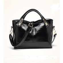 New Women's Oil Wax Leather Crossbody Handbag Black