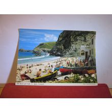 BEACH & CLIFFS, ST. AGNES, CORNWALL. used postcard by John Hinde 1970 pm =