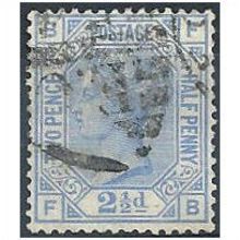 1880 SG142 2 1/2d Blue Plate 20 Good Used "FB"