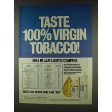 1978 L&M Cigarettes Ad - 100% Virgin Tobacco