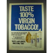 1978 L&M Cigarettes Ad - Taste 100% Virgin Tobacco