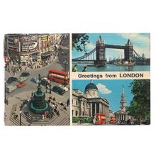 LONDON, multiview used vintage postcard 1963 postmark =