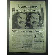 1930 Pepsodent Tooth paste Ad - Germs destroy teeth and tissues
