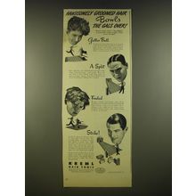 1945 Kreml Hair Tonic Ad - Handsomely groomed hair bowls the gals over