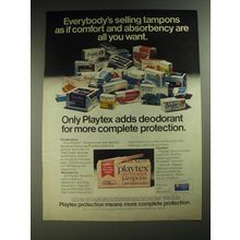 1974 Playtex Deodorant Tampons Ad - Everybody's selling tampons as if comfort