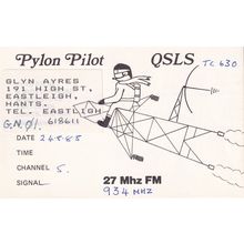 Eastleigh Hants Pylon Plane Pilot Eastleigh Hants QSL Radio Card