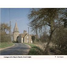 Cottages & St Marys Church Great Leighs 1980s Postcard