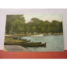 BOATING LAKE, VICTORIA PARK, LONDON unused antique postcard by J W B. =