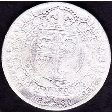1889 Great Britain 1 Half Crown (2 & Half Shillings) Silver Coin