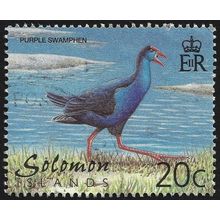 SOLOMON ISLANDS 2001 BIRDS Purple Swamphen 20c Sc#904 USED @C242