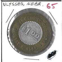 Farmer's Mercantile $1.00 Bi metal token Ulysses Nebraska XF