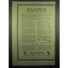 1918 Hercules Powder Ad - Metals and Minerals Win War