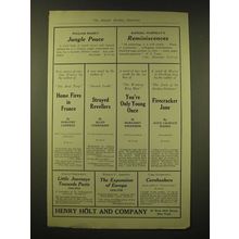 1918 Henry Holt and Company Ad - William Beebe's Jungle Peace