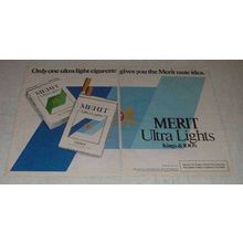 1982 Merit Ultra Lights Cigarettes Ad - Only One
